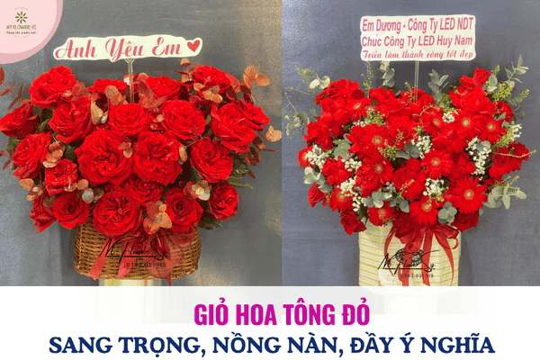 Giỏ Hoa Tông Đỏ – Sang Trọng, Nồng Nàn & Đầy Ý Nghĩa